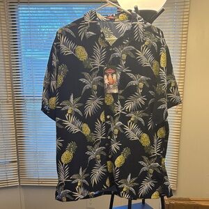 Men's Pineapple Print Casual Shirt - Black and Green